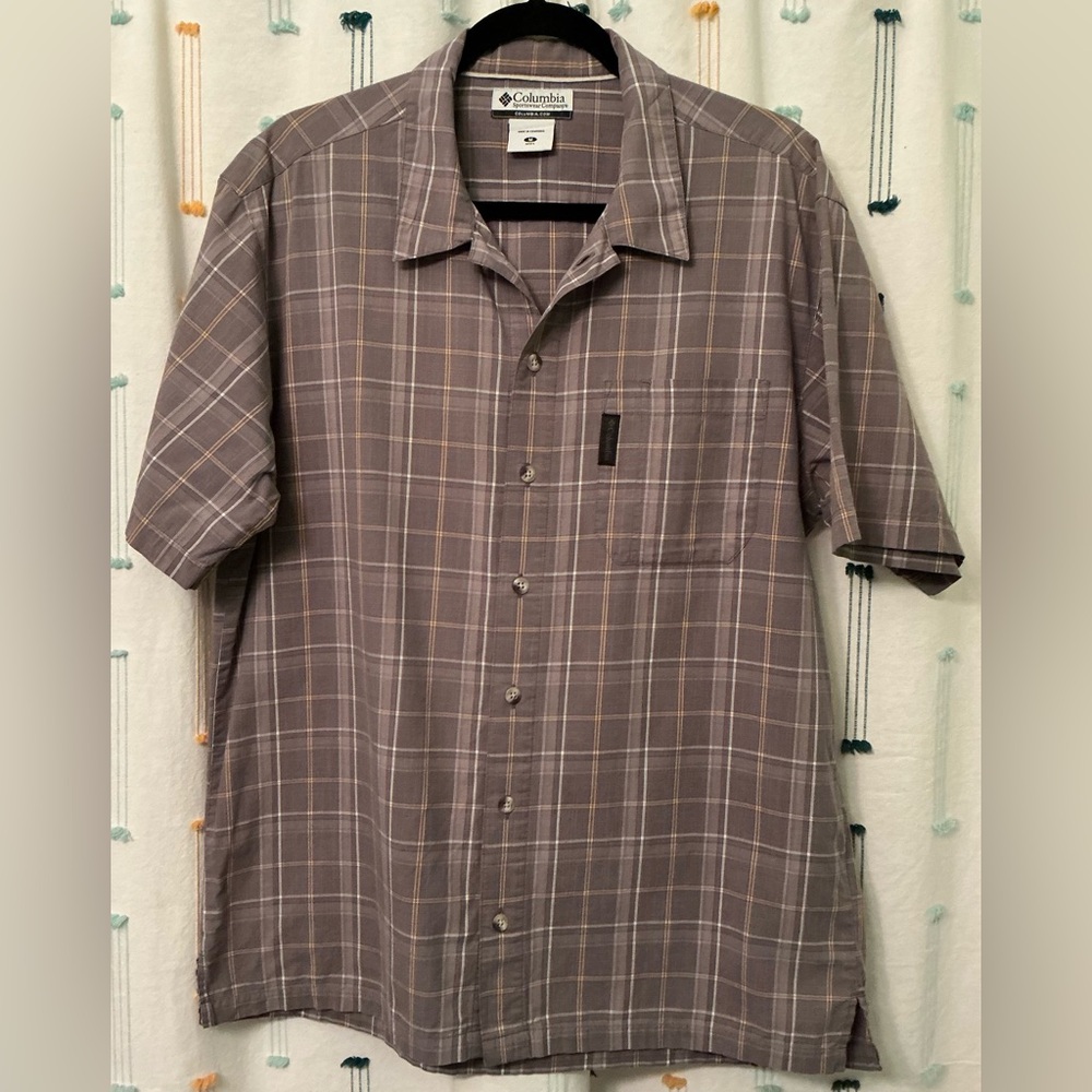 Columbia Men's Short Sleeve Plaid Button-Down Shirt - Mauve Taupe